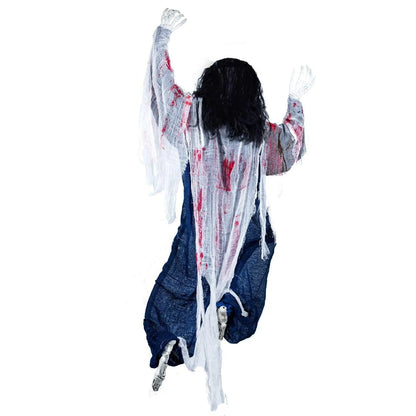 47 Inch Halloween Decor Climbing Zombie Skeleton with Bloodstains,Halloween Hanging Decorations Indoor and Outdoor Yard Decorations