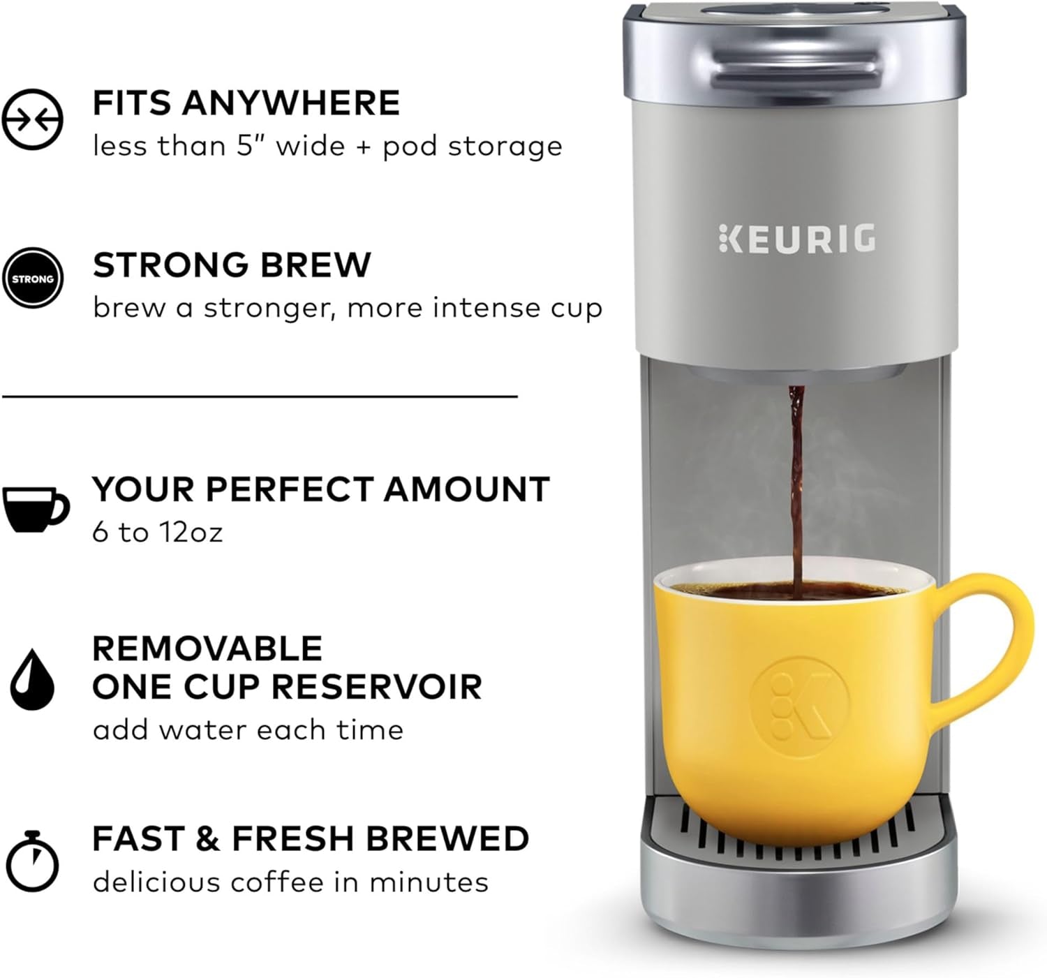 K-Mini plus Single Serve K-Cup Pod Coffee Maker, Studio Gray