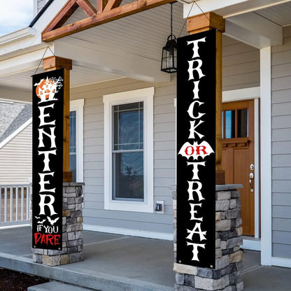 Halloween Decorations Banners, Halloween Door Porch Sign Trick or Treat Yard Signs Banner